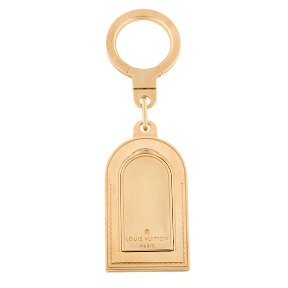 LOUIS VUITTON Gold/Brass Key Ring / Bag Charm: LV Luggage Tag + Dust Bag - Picture 1 of 11